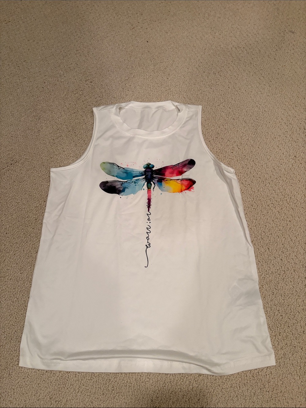 SHEIN White Tank Top with Black Label Detail